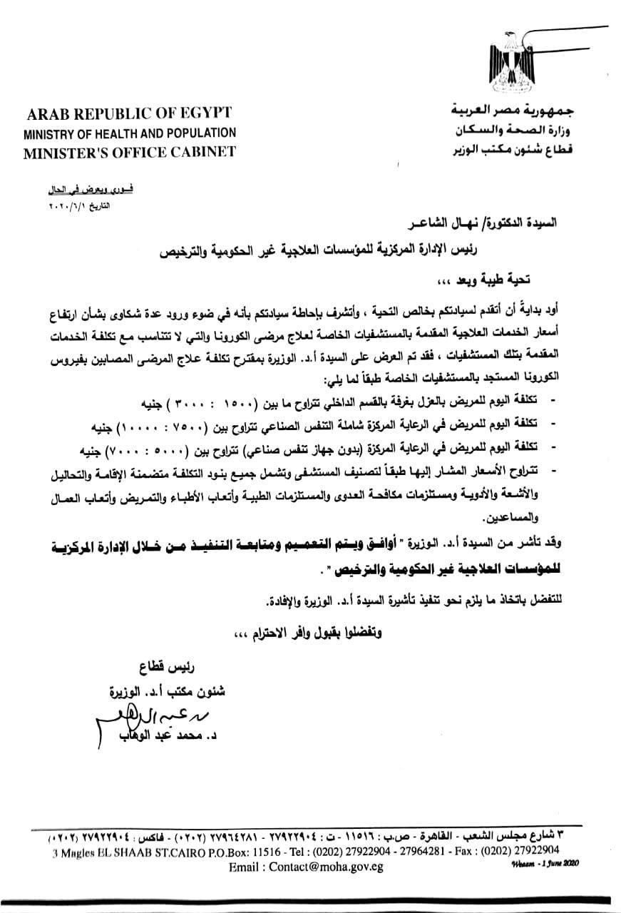 اسعار علاج كورونا في المستشفيات الخاصة