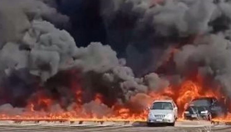 حريق طريق القاهرة الإسماعيلية الصحراوي