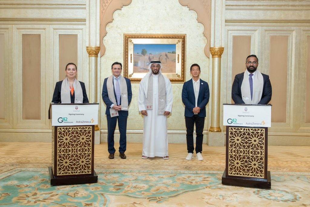 «أسترازينيكا» و«جي 42 للرعاية الصحية» توقعان اتفاقية تعاون استراتيجي لتصنيع أدوية مبتكرة في أبوظبي «أسترازينيكا» و«جي 42 للرعاية الصحية» توقعان اتفاقية تعاون استراتيجي