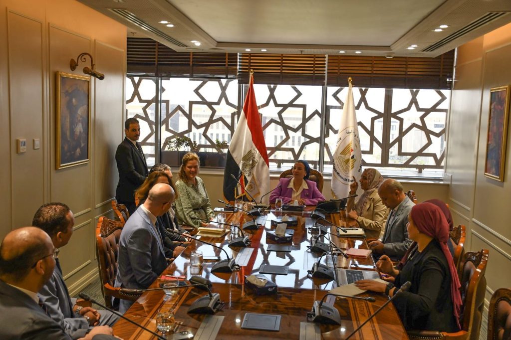 وزيرة البيئة تلتقي ممثلة شركة سانوفي العالمية لمناقشة آليات التعاون المشترك جانب من الاجتماع