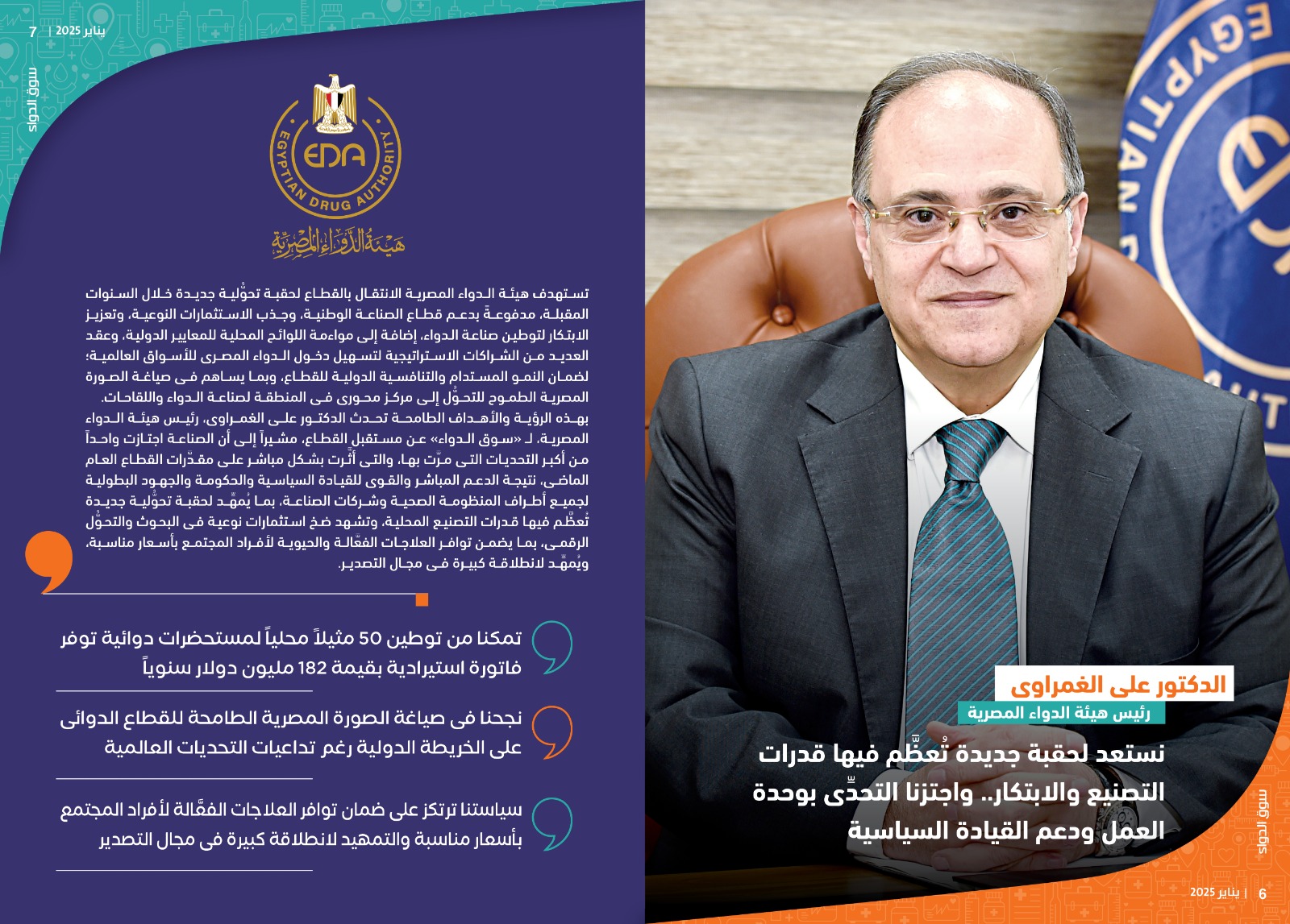 الدكتور علي الغمراوي رئيس هيئة الدواء المصرية في حوار خاص لمجلة سوق الدواء