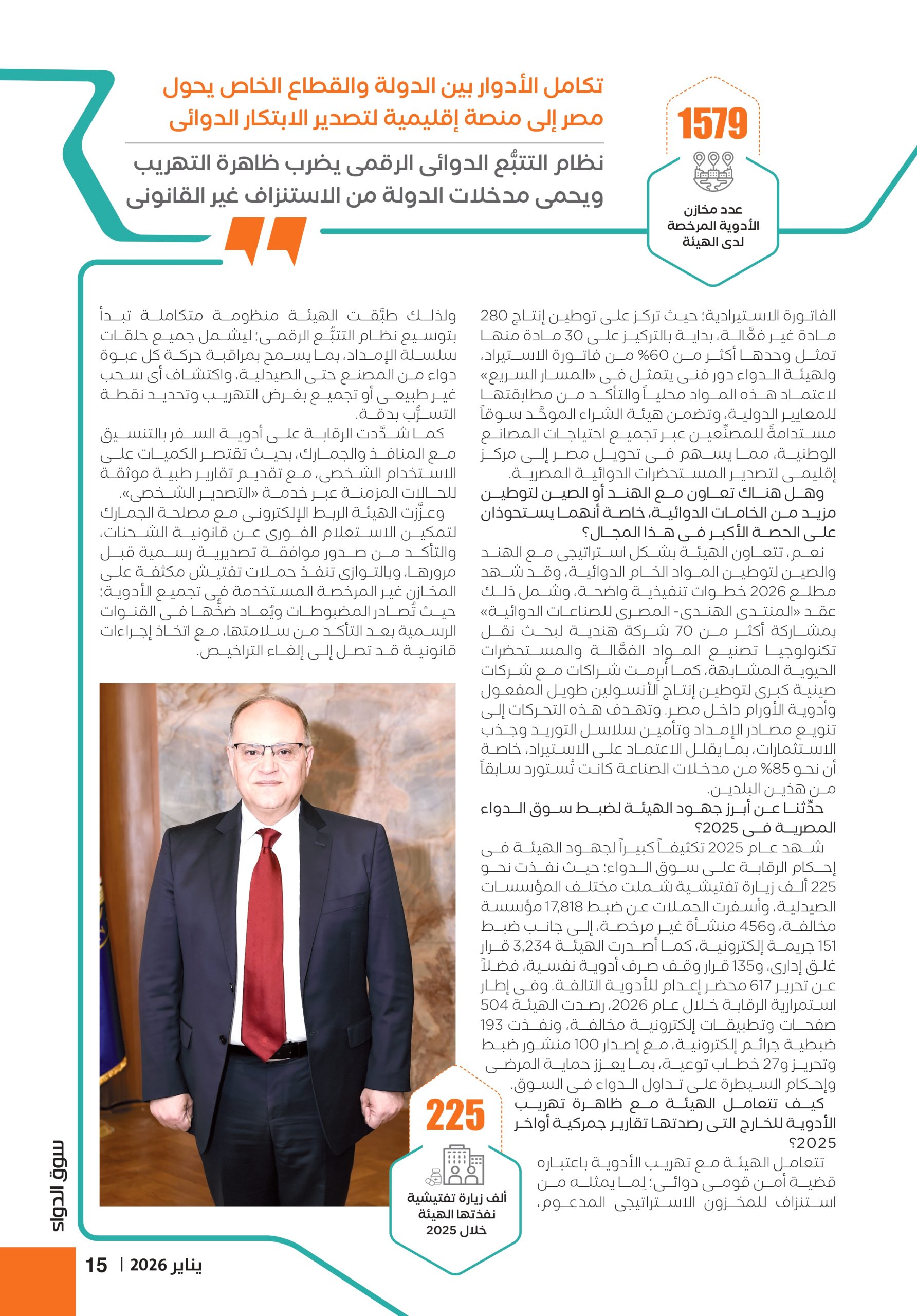 الدكتور علي الغمراوي رئيس هيئة الدواء المصرية في حوار خاص لمجلة سوق الدواء 