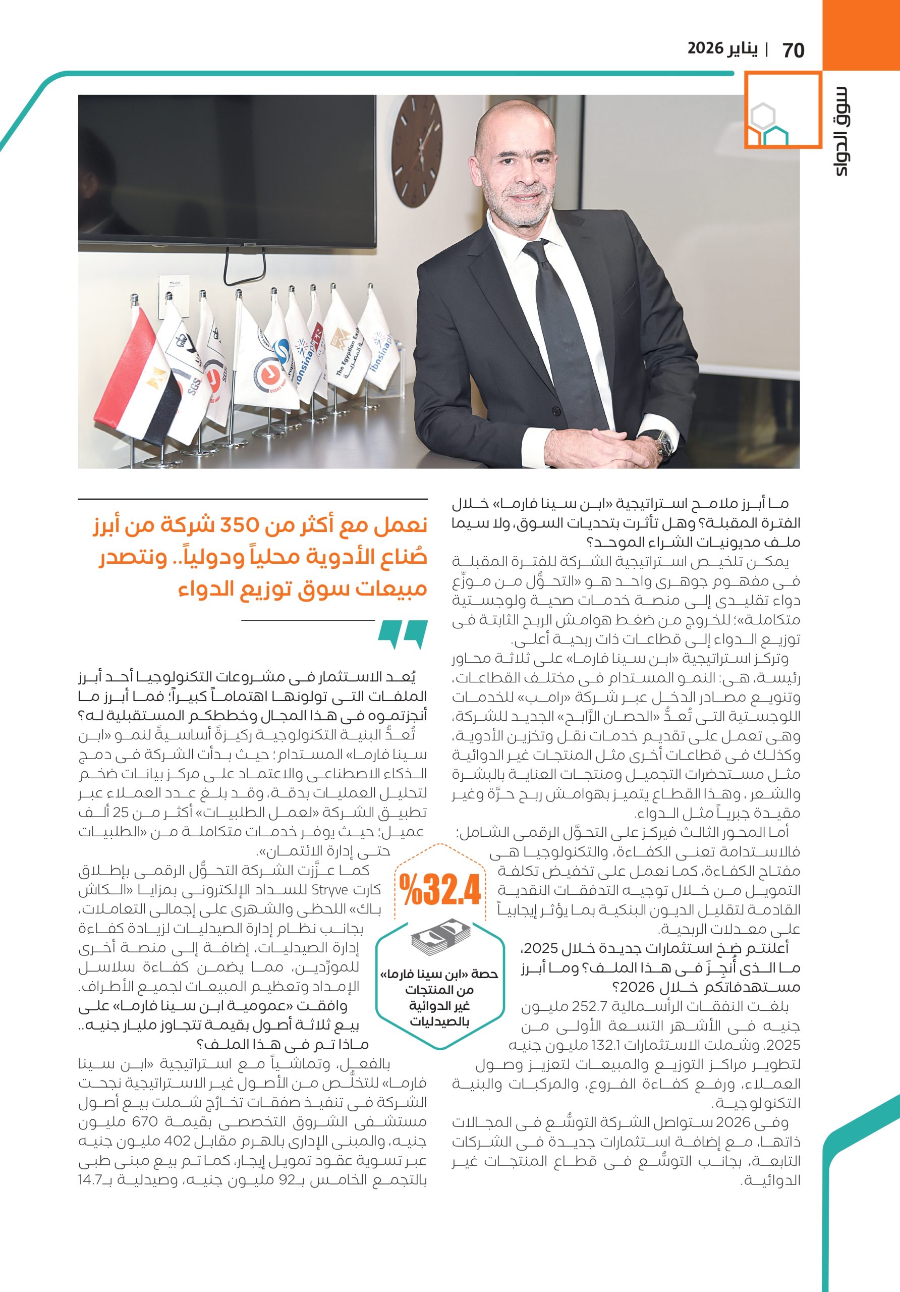 الدكتور محمود عبد الجواد.. العضو المنتدب لشركة ابن سينا فارما في حوار خاص لـ «سوق الدواء»: