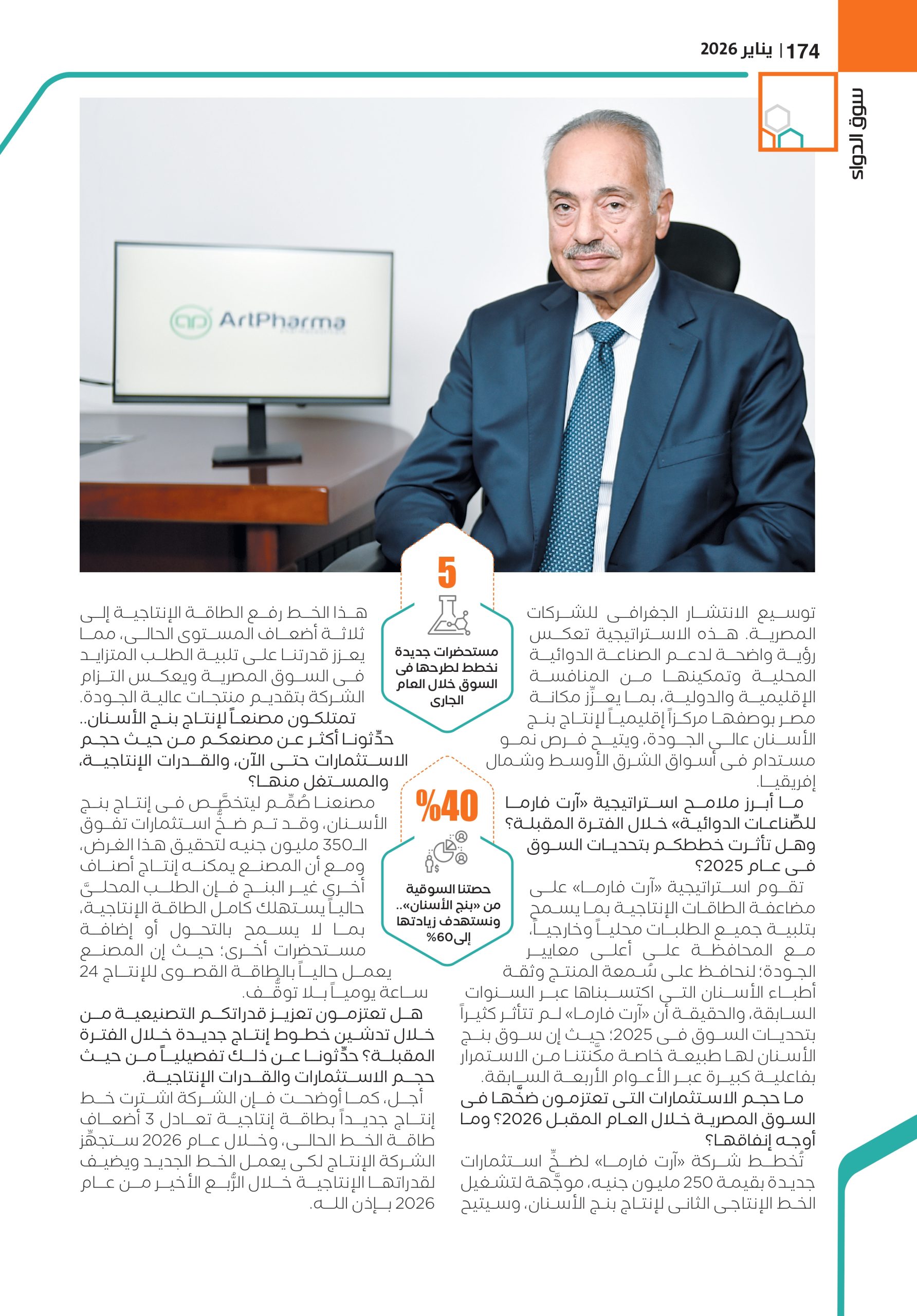 الدكتور أحمد زغلول الرئيس التنفيذى لشركة «آرت فارما للصِّناعات الدوائية»