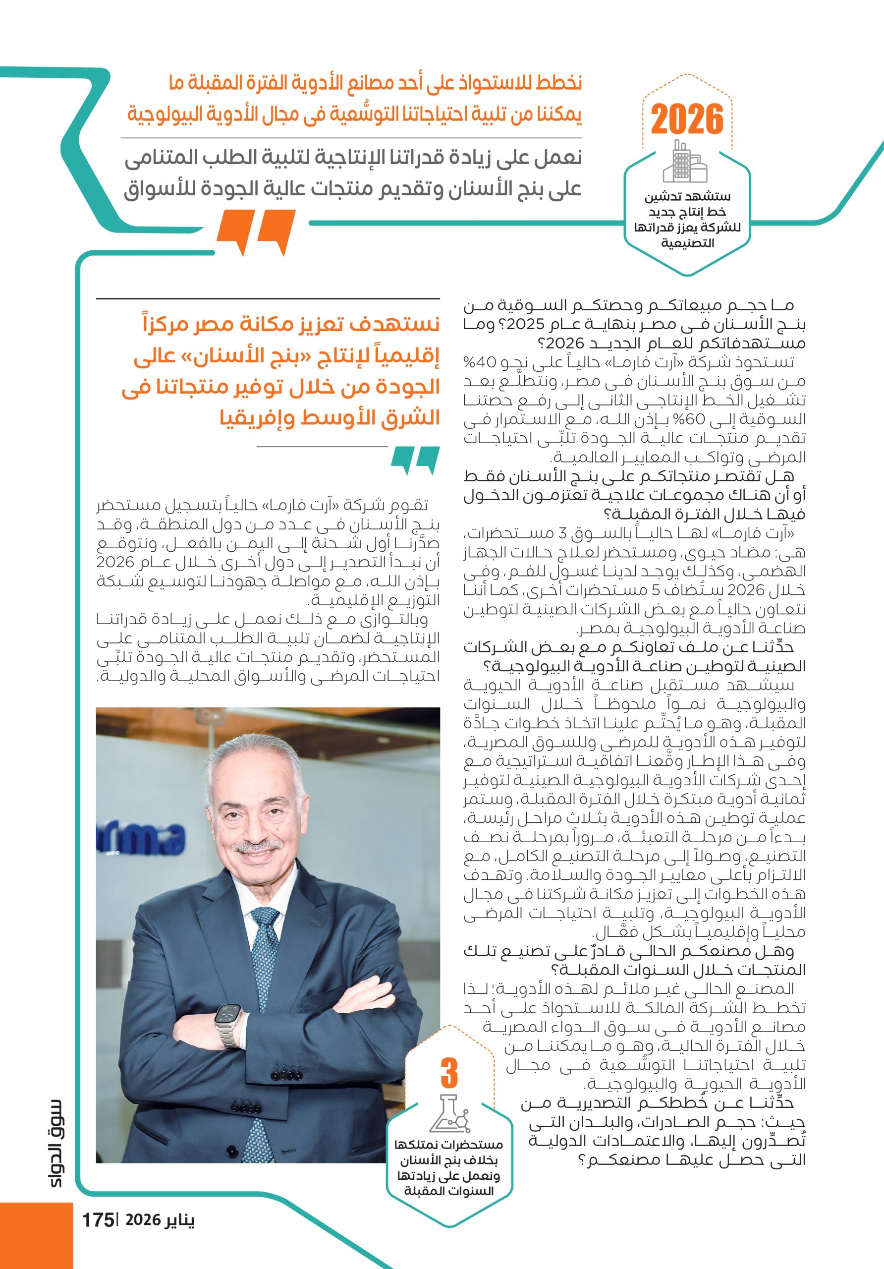 الدكتور أحمد زغلول الرئيس التنفيذى لشركة «آرت فارما للصِّناعات الدوائية»