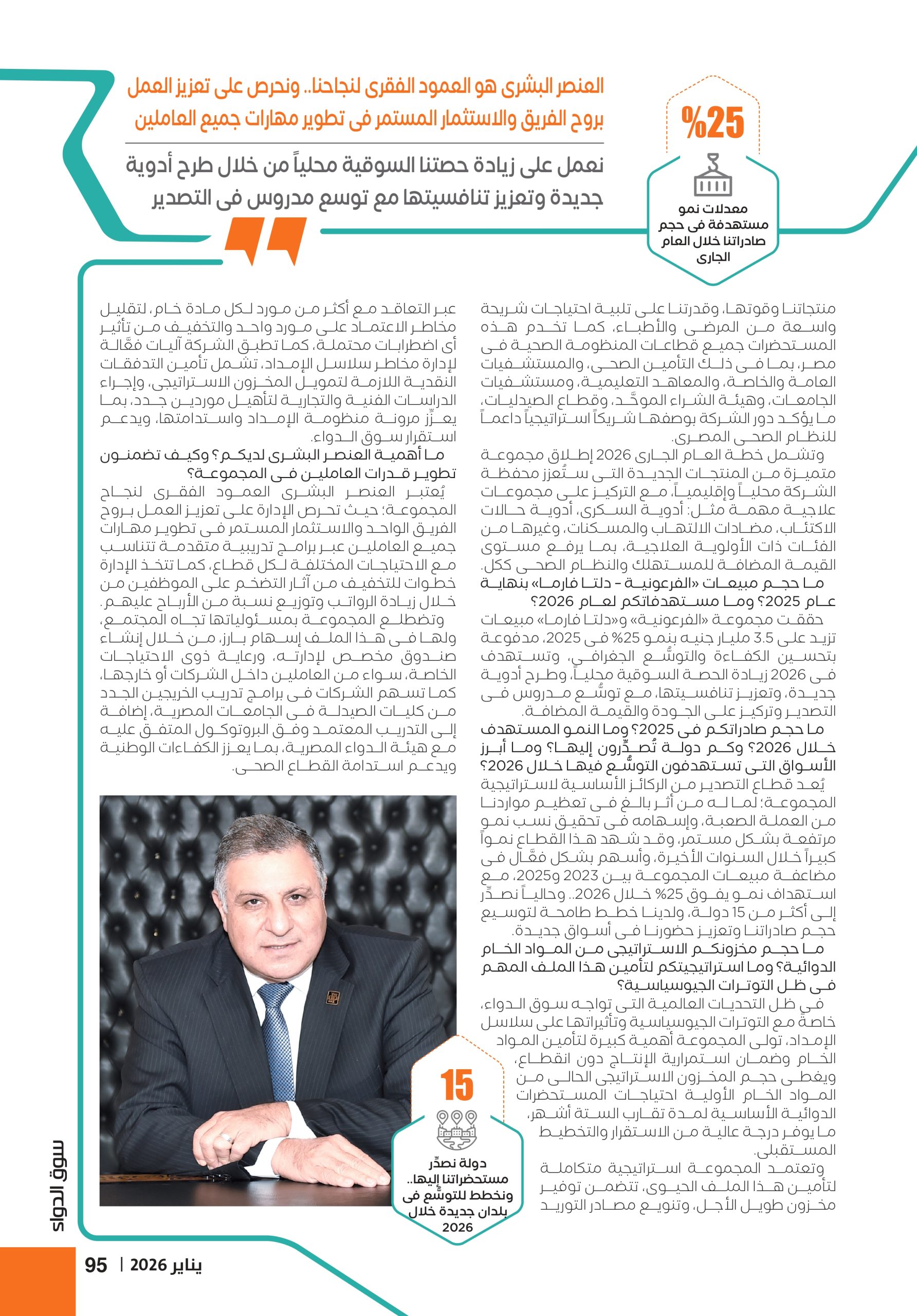 الدكتور صلاح موسى الرئيس التنفيذى لشركتى «الفرعونية» و«دلتا فارما» في حوار خاص لـ«سوق الدواء»: