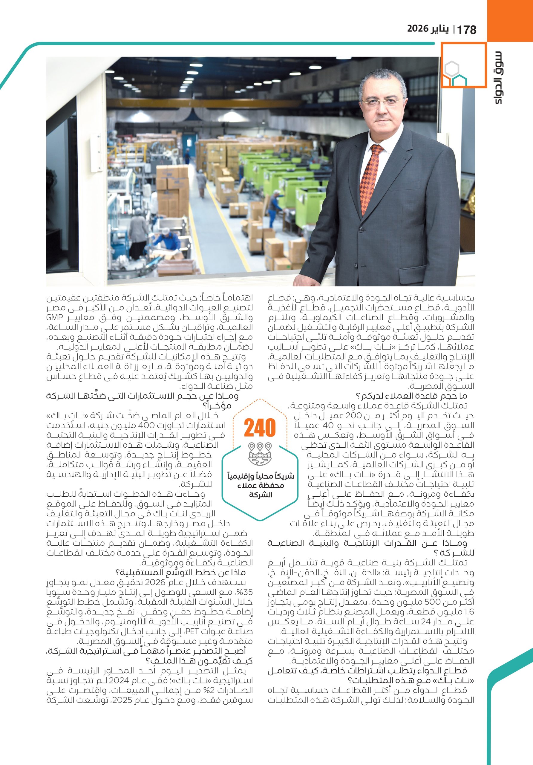 الدكتور ياسر فرغلى الرئيس التنفيذى لشركة «نات باك» في حوار خاص لـ«سوق الدواء»: