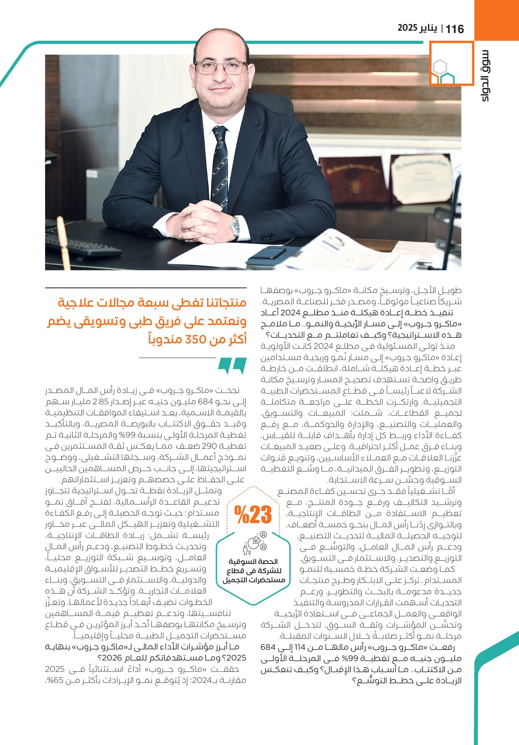 خالد كامل الرئيس التنفيذى والعضو المنتدب لشركة «ماكرو جروب» في حوار خاص لـ«سوق الدواء»: 