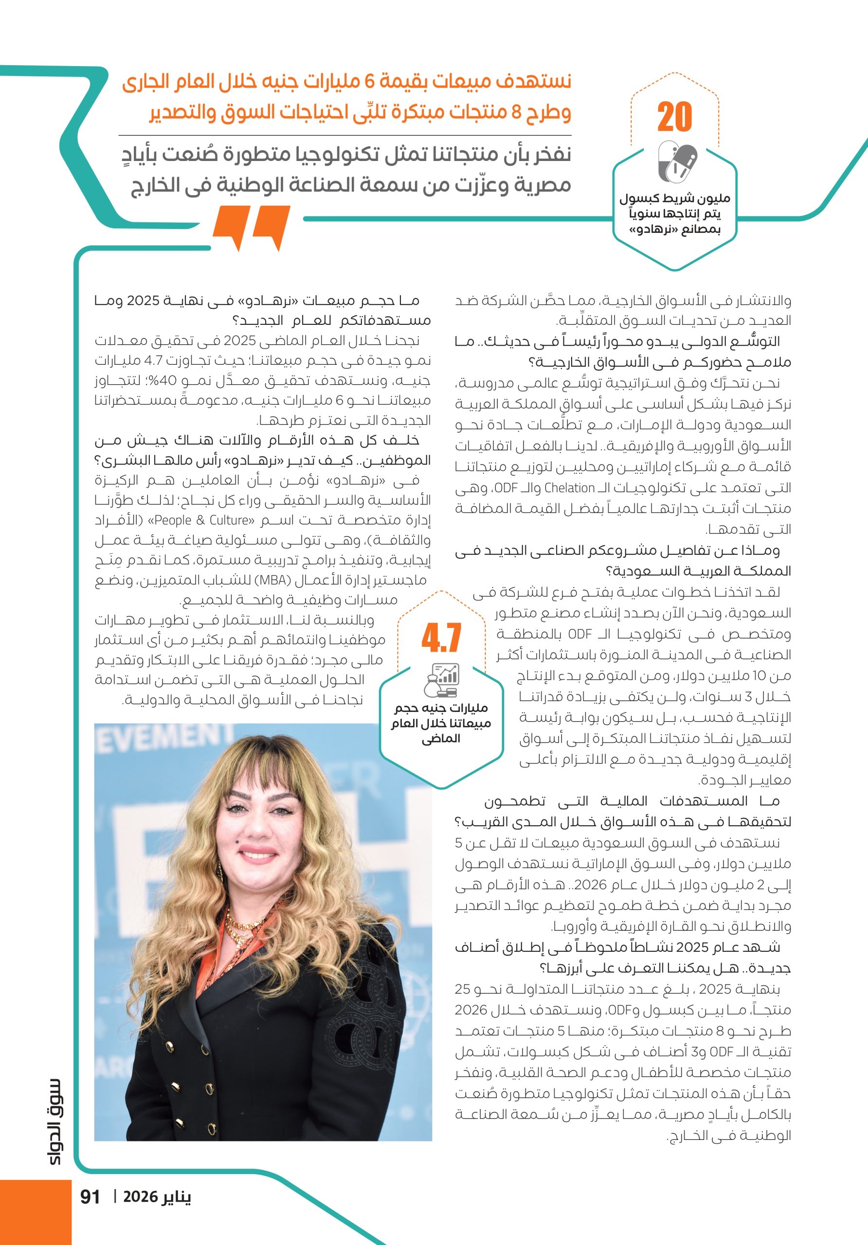 نيرفانا شلبى نائب رئيس مجلس إدارة شركة «نرهادو» في حوار خاص لـ«سوق الدواء»: 